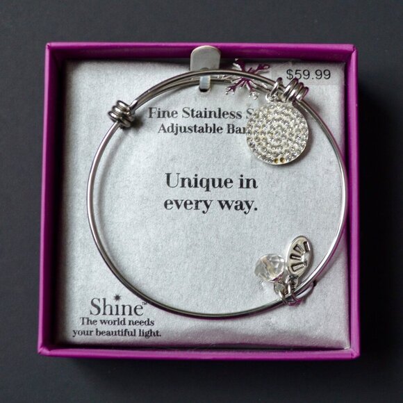 Shine Fine Stainless Steel Adjustable Bangle UNIQUE in Every Way New - Picture 1 of 4
